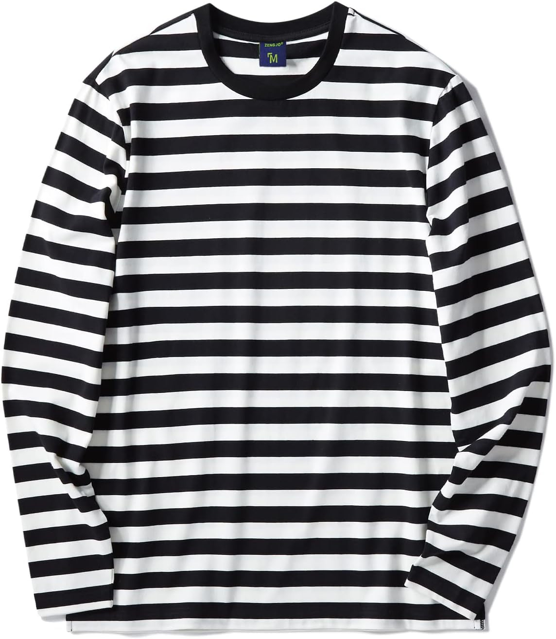 Men'S Casual Cotton Spandex Striped Crewneck Long-Sleeve T-Shirt Basic Pullover Stripe Tee Shirt