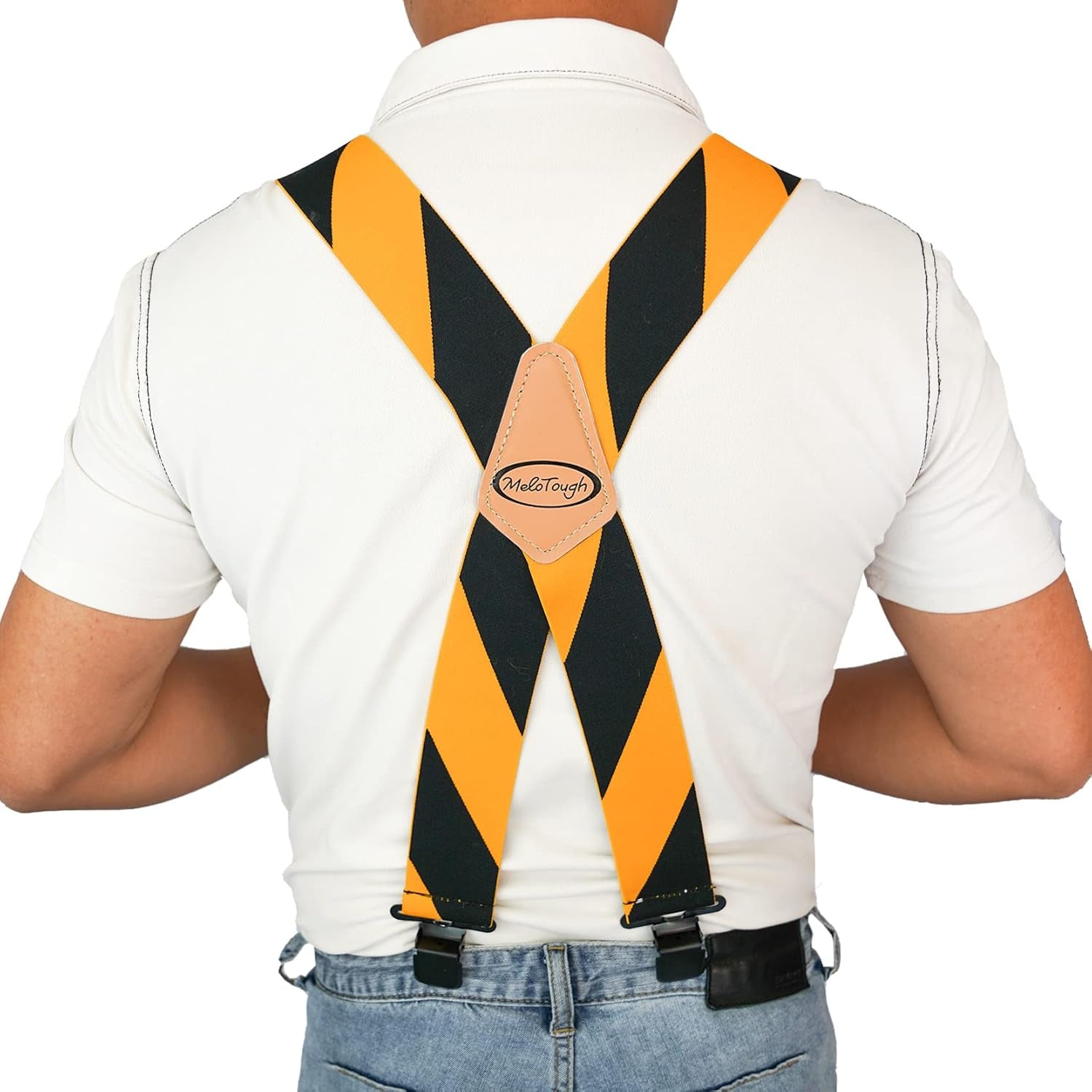Men'S Suspenders Fully Elastic 2 Inch Wide X Back Heavy Duty Work Suspenders