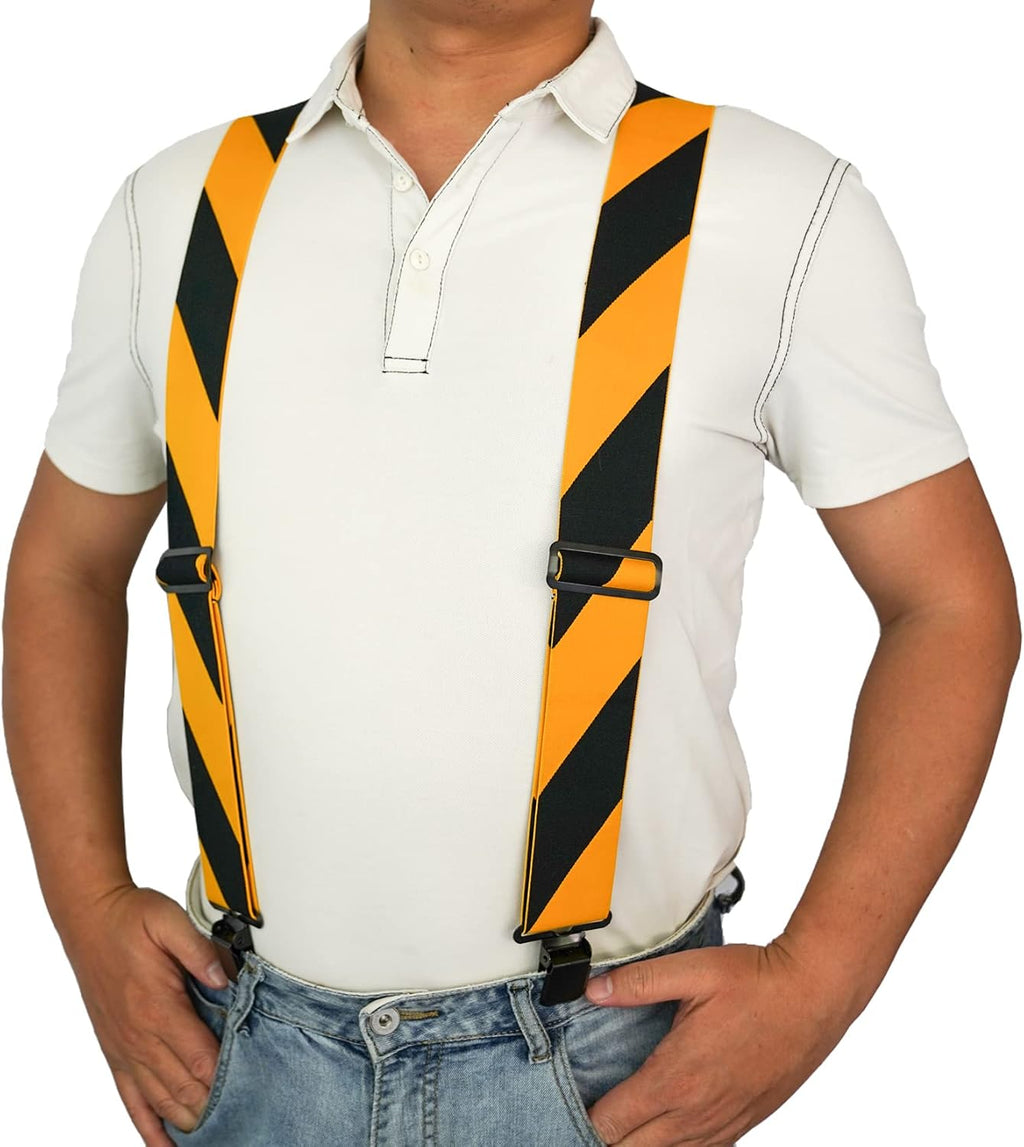 Men'S Suspenders Fully Elastic 2 Inch Wide X Back Heavy Duty Work Suspenders