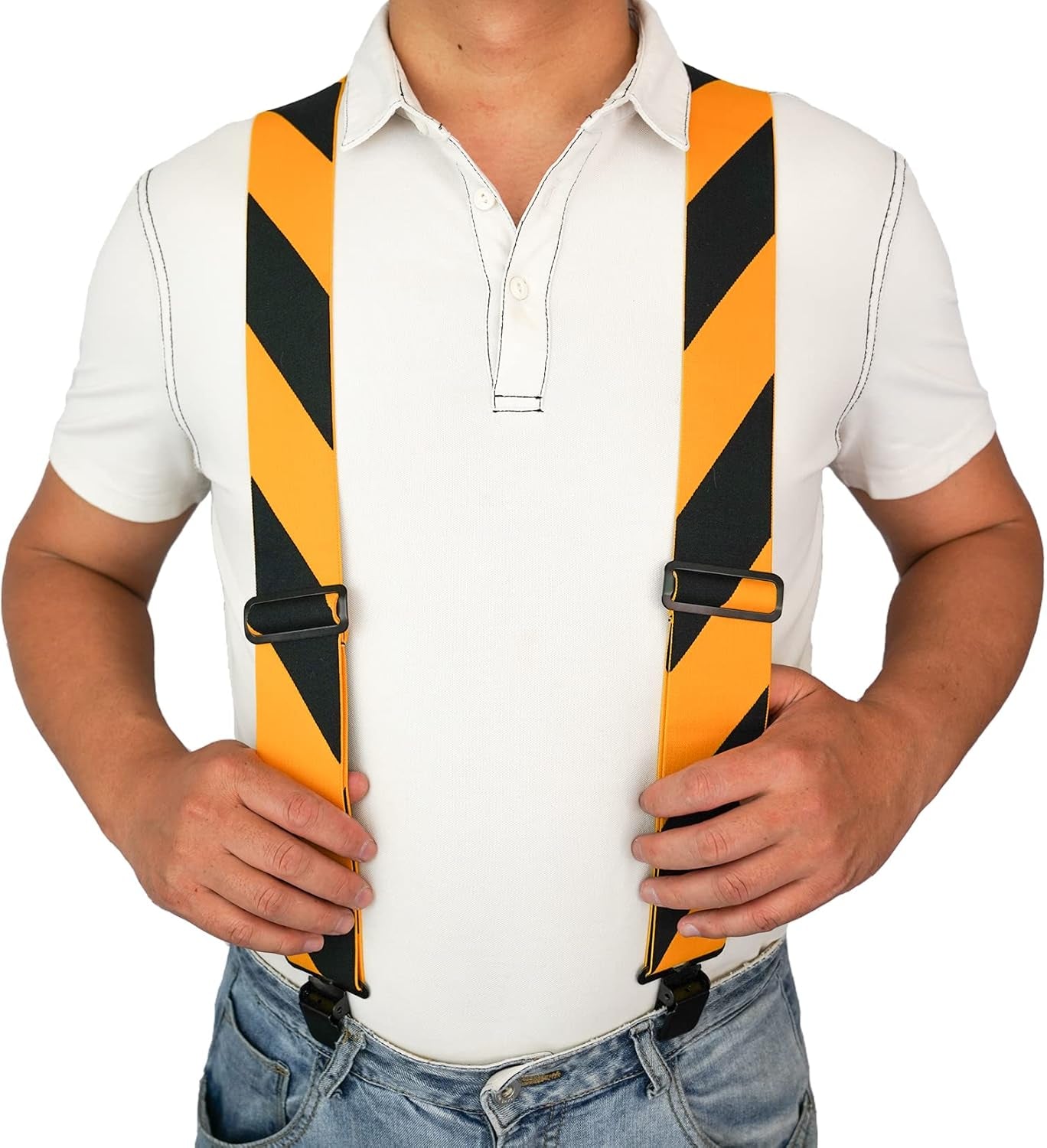 Men'S Suspenders Fully Elastic 2 Inch Wide X Back Heavy Duty Work Suspenders